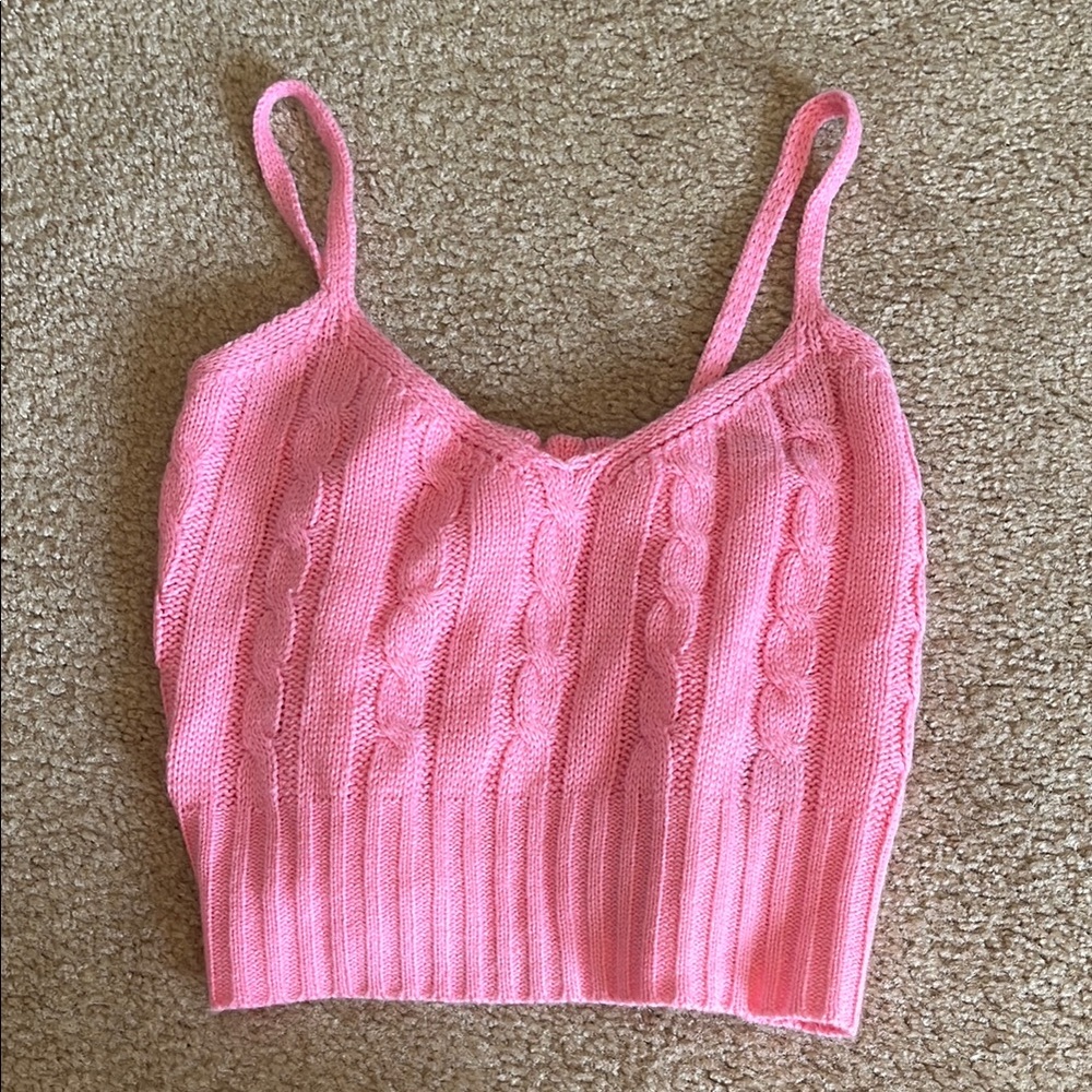 Pink Cable Knit Tank Top